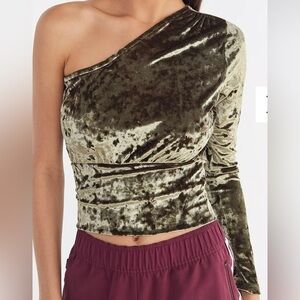 Urban Outfitters Velvet One-Shouldered Cropped Top!